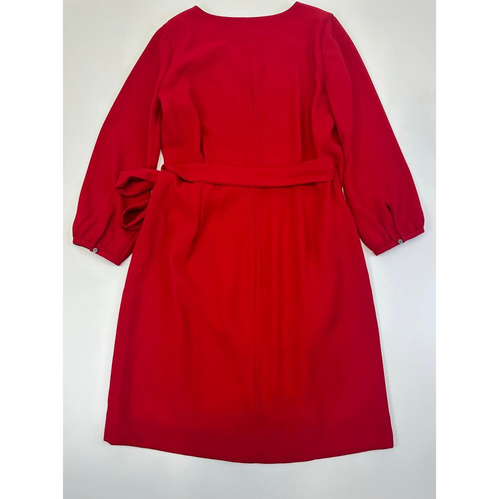 NWT J.Crew Bright Red Long Sleeve Faux Wrap Dress Size 2 - Picture 3 of 9